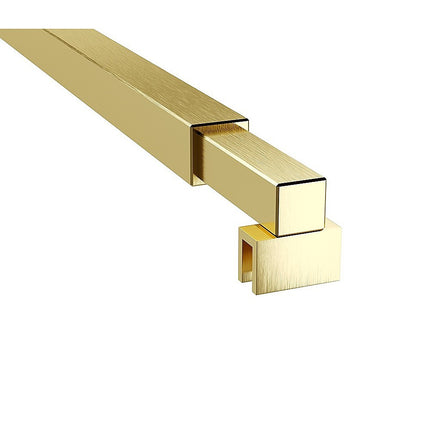 120cm Reeded Glass Shower Screen with Gold Wall Channel and Square Pole.