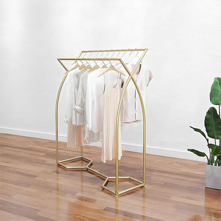 Commercial Clothing Garment Rack Retail Shop in Gold.