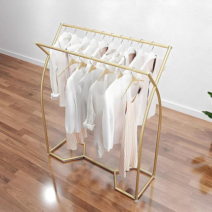 Commercial Clothing Garment Rack Retail Shop in Gold.