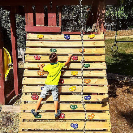 Jungle Gym Rock Climbing Holds Kids Wall Mounting Hardware Knotted Rope 25 Handles Playground.