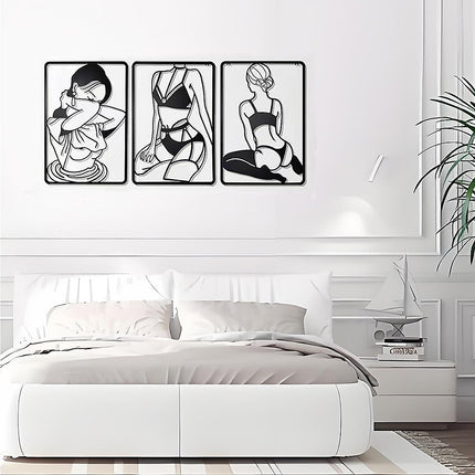 3pc Modern Metal Wall Art Decor Abstract Minimalist Decoration.