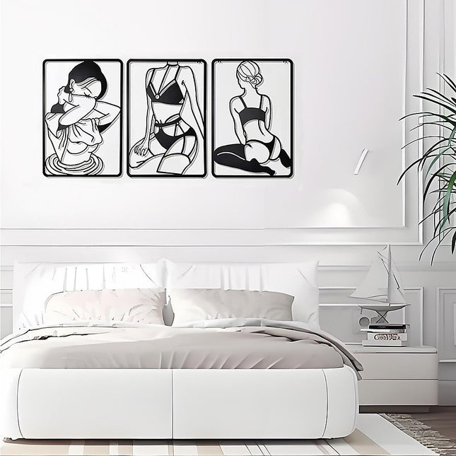 3pc Modern Metal Wall Art Decor Abstract Minimalist Decoration.