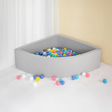 Corner Ball Pit Playpen Enclosure – Safe Grey Play Area for Babies and Toddlers, Indoor or Outdoor.
