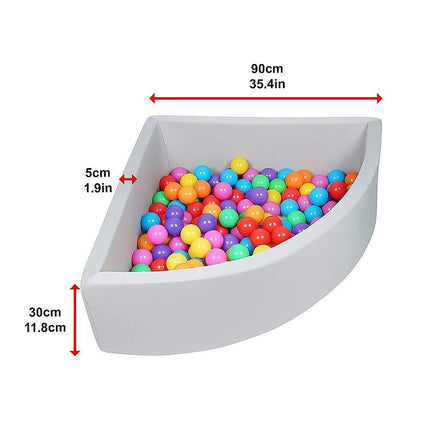 Corner Ball Pit Playpen Enclosure – Safe Grey Play Area for Babies and Toddlers, Indoor or Outdoor.