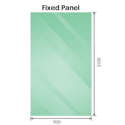 70x210cm Glass Shower Screen with Nickel F-Brackets and Floor F-Bracket.