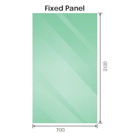 70x210cm Glass Shower Screen with Nickel F-Brackets and Floor F-Bracket.