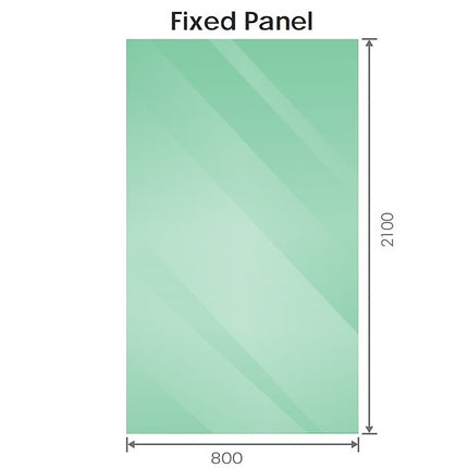 80x210cm Glass Shower Screen with White F-Brackets and Floor F-Bracket.