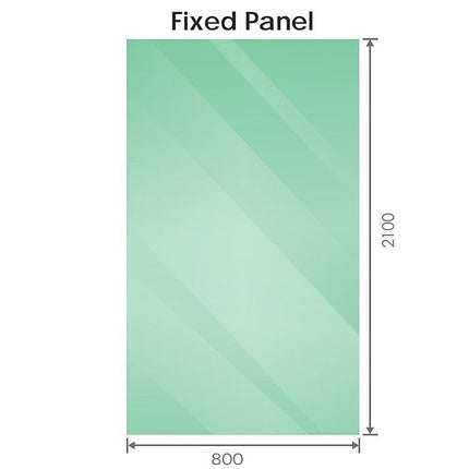 80x210cm Glass Shower Screen with Nickel F-Brackets and Round Pole.