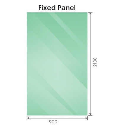 90x210cm Glass Shower Screen with Nickel F-Brackets and Round Pole.