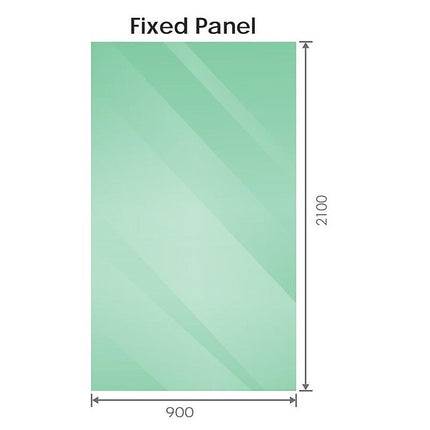90x210cm Glass Shower Screen with Nickel F-Brackets and Round Pole.