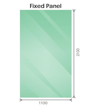 110x210cm Glass Shower Screen with White F-Brackets and Floor F-Bracket.