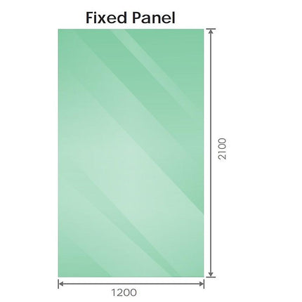 120x210cm Glass Shower Screen with Nickel F-Brackets and Floor F-Bracket.