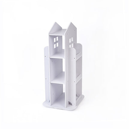 Rotating Bookcase Bookshelf Kid's Book Organiser Rack Wooden Castle Display Shelf.