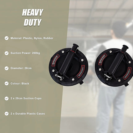 2x20cm 500kg Vacuum Suction Cup Glass Lifter Granite Sucker Pump Lift Heavy Duty.
