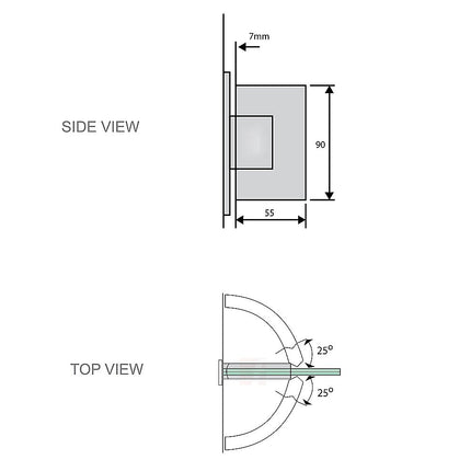 90° Stainless steel Glass Shower Door L-Hinge in Gunmetal.