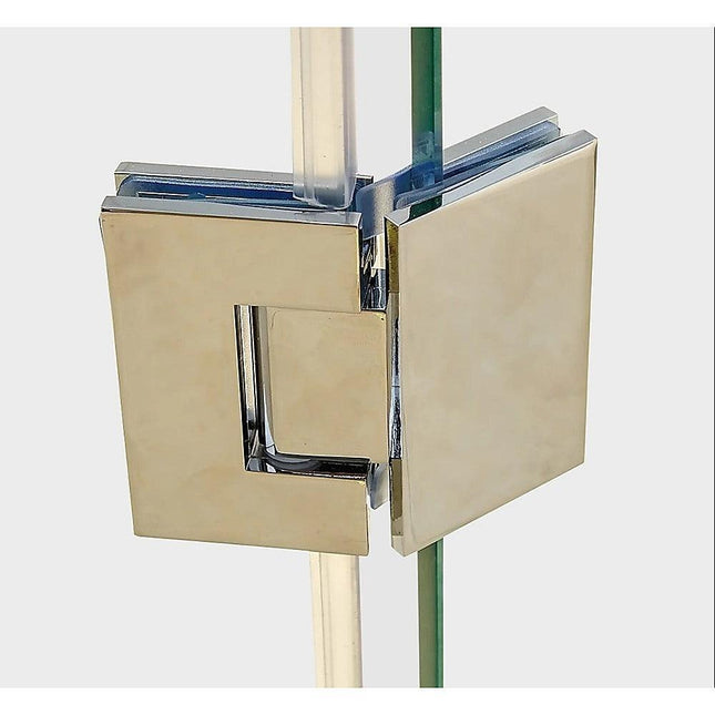 135° Glass-to-Glass Stainless steel Square Shower Hinge in Nickel.