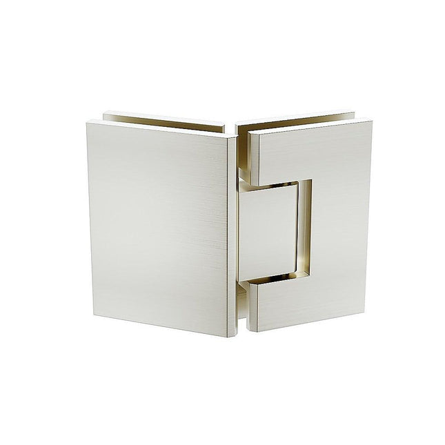135° Glass-to-Glass Stainless steel Square Shower Hinge in Nickel.