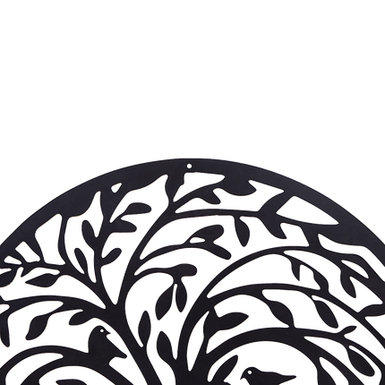 60cm Tree of Life & Birds Round Metal Wall Garden Art Sculpture.
