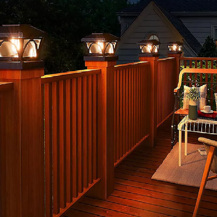2 Pack Outdoor Flame Light Solar Post Deck Fence Cap.