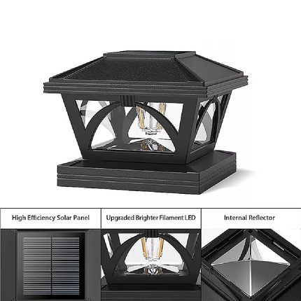 2 Pack Outdoor Flame Light Solar Post Deck Fence Cap.