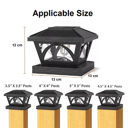 2 Pack Outdoor Flame Light Solar Post Deck Fence Cap.