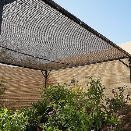 15m x 2m Fence Windscreen Privacy Screen Shade Cover Coffee Fabric Mesh Garden.