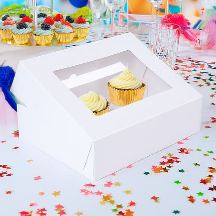 50pcs Cupcake Boxes 12-Hole Laminated Clear Window Face Boxes Favour.