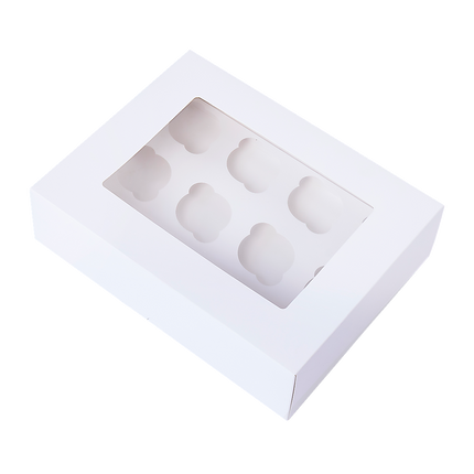 50pcs Cupcake Boxes 12-Hole Laminated Clear Window Face Boxes Favour.