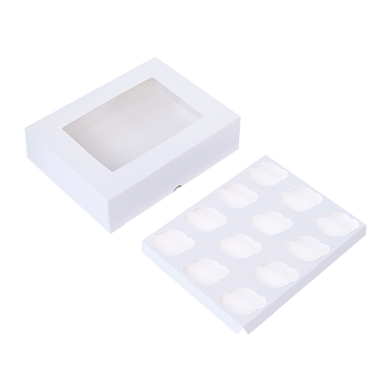 50pcs Cupcake Boxes 12-Hole Laminated Clear Window Face Boxes Favour.