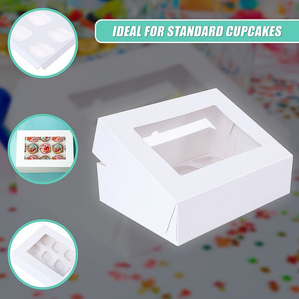 50pcs Cupcake Boxes 12-Hole Laminated Clear Window Face Boxes Favour.