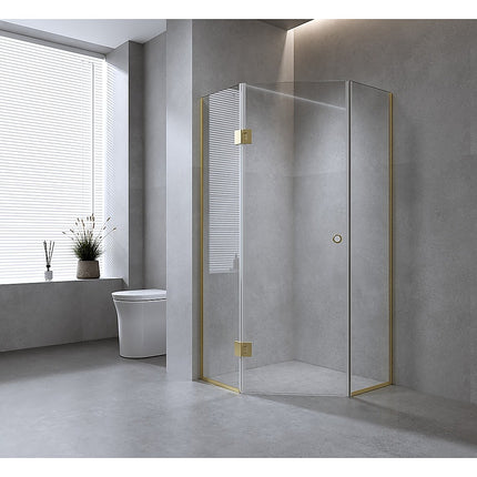 90cm Frameless Diamond Shower Screen with White Channels and SS Hinges & Round Handle.