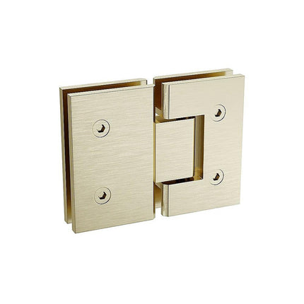 90cm Frameless Wall-to-Wall Shower Screen with Gold Brackets & Brass Hinges – F-Brackets and Floor F-Bracket.