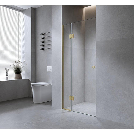 90cm Wall to Wall Frameless Shower Screen – Nickel Wall Channel with SS Hinges for Contemporary Style.