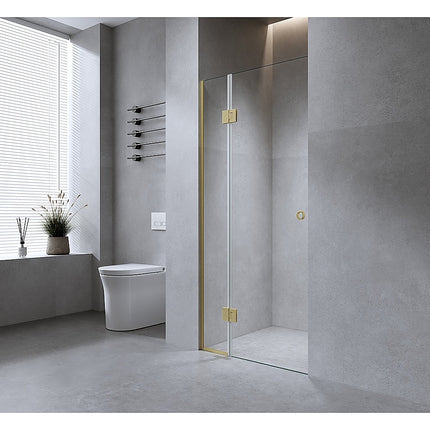 100cm Wall to Wall Frameless Shower Screen – Gunmetal Wall Channel with SS Hinges for Contemporary Style.