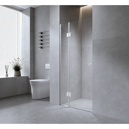 100cm Wall to Wall Frameless Shower Screen – Gunmetal Wall Channel with SS Hinges for Contemporary Style.