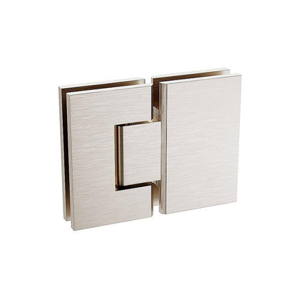 100x100cm Corner Frameless Shower Screen with Nickel Brackets and Brass Hinges - F-Brackets.