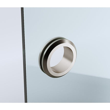 100x100cm Corner Frameless Shower Screen with Nickel Brackets and Brass Hinges - Wall Channel and Floor F-Bracket.
