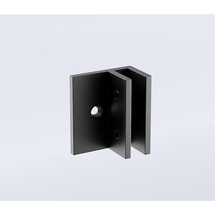 110x70cm Corner Frameless Shower Screen with Black Brackets and Brass Hinges - Wall Channel and Floor F-Bracket.