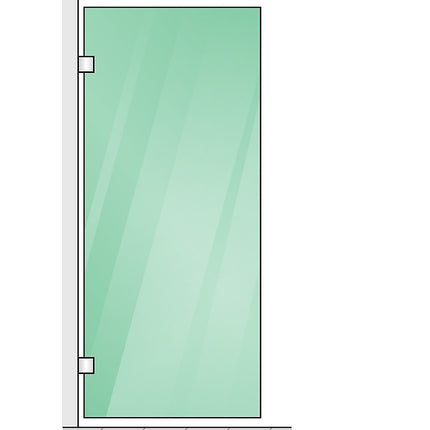 110x80cm Corner Frameless Shower Screen with Gunmetal Brackets and Brass Hinges - U-Brackets and Floor U-Bracket.