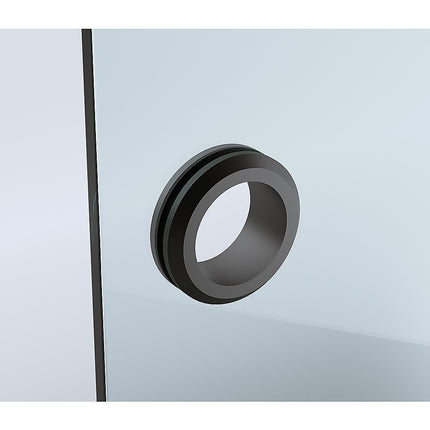 110x110cm Corner Frameless Shower Screen with Black Brackets and Brass Hinges - F-Brackets.