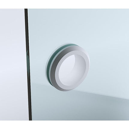 90x90cm Double Door Corner Shower – White F-Brackets with Brass Hinges for Modern Bathrooms.