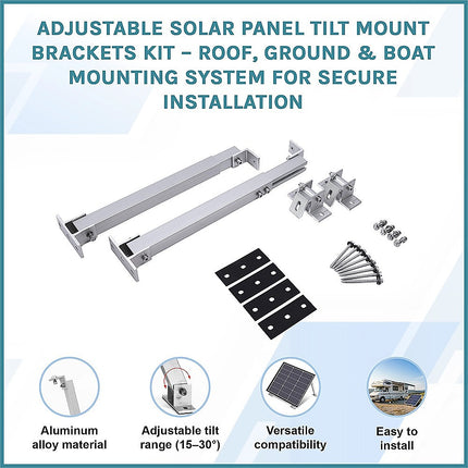 Adjustable Solar Panel Tilt Mount Brackets Kit – Roof, Ground & Boat Mounting System for Secure Installation.