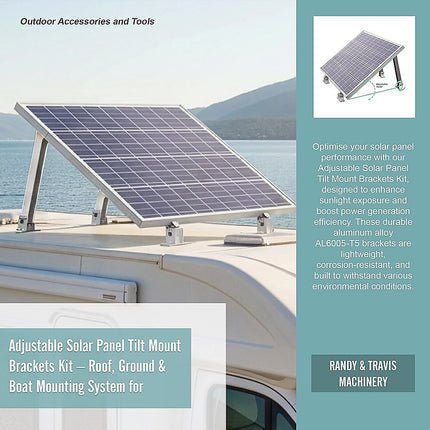 Adjustable Solar Panel Tilt Mount Brackets Kit – Roof, Ground & Boat Mounting System for Secure Installation.