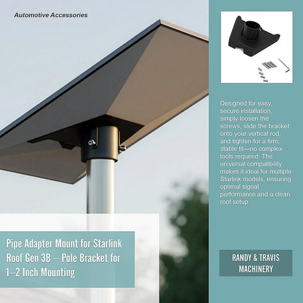Pipe Adapter Mount for Starlink Roof Gen 3B – Pole Bracket for 1–2 Inch Mounting.