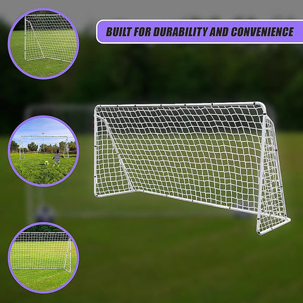 3.6m x 1.8m Portable Soccer Goal Net Steel Post Frame Backyard Football Training Set.