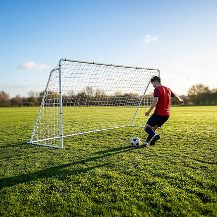 3.6m x 1.8m Portable Soccer Goal Net Steel Post Frame Backyard Football Training Set.