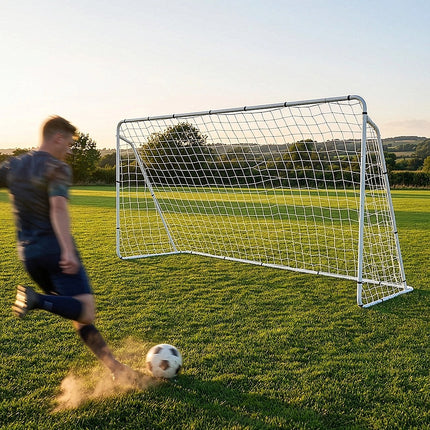 3.6m x 1.8m Portable Soccer Goal Net Steel Post Frame Backyard Football Training Set.