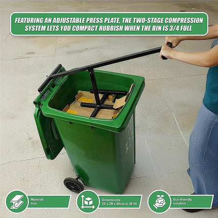 Wheelie Bin Compactor Manual Press Household Rubbish Trash Recycling Bins.