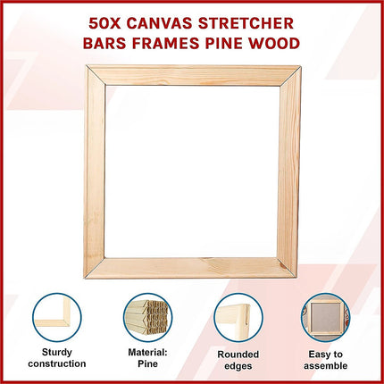 50x Canvas Stretcher Bars Frames Pine Wood.