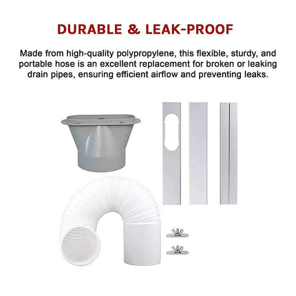 Portable Air Conditioner Window Kit – Exhaust Hose Adaptor Pipe & Slide Plate.